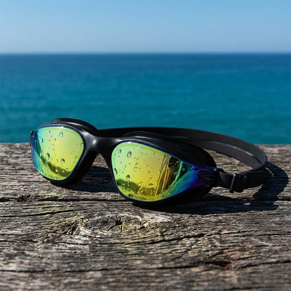 Black AquaLuxe Gold Mirror Lenses Swim Goggles by POD®