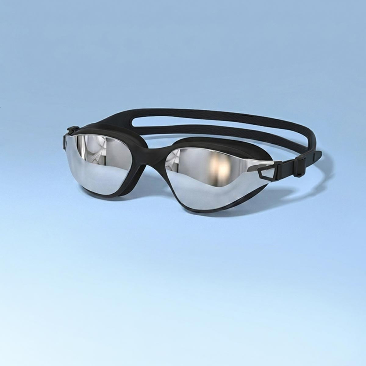 Black Max Swim Goggles AquaLuxe Silver Mirror Lenses