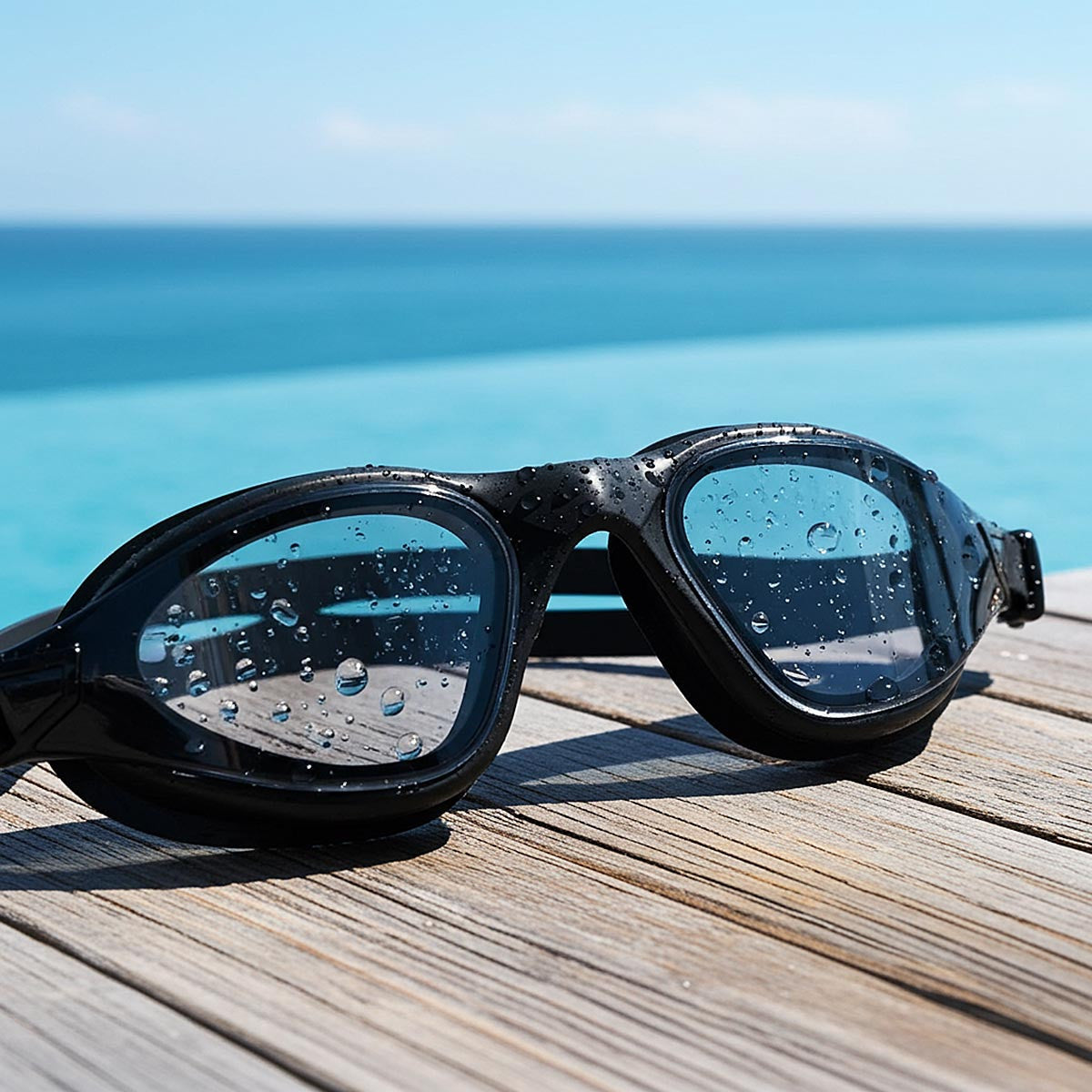 Black AquaLuxe Black Tinted Lens POD® Swim Goggles