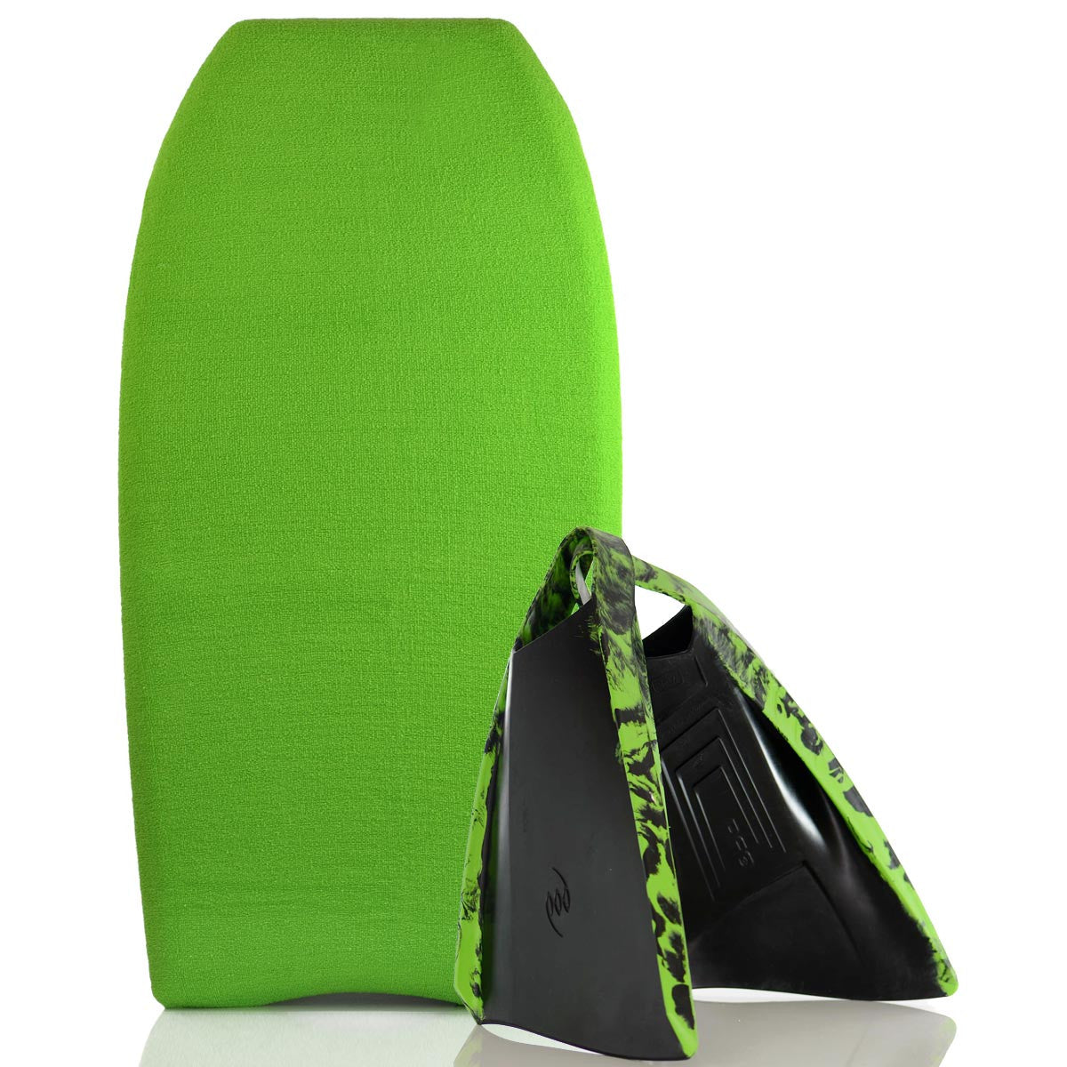 Bodyboard Stretch Cover Lime and Bodyboard Swim Fins PF3