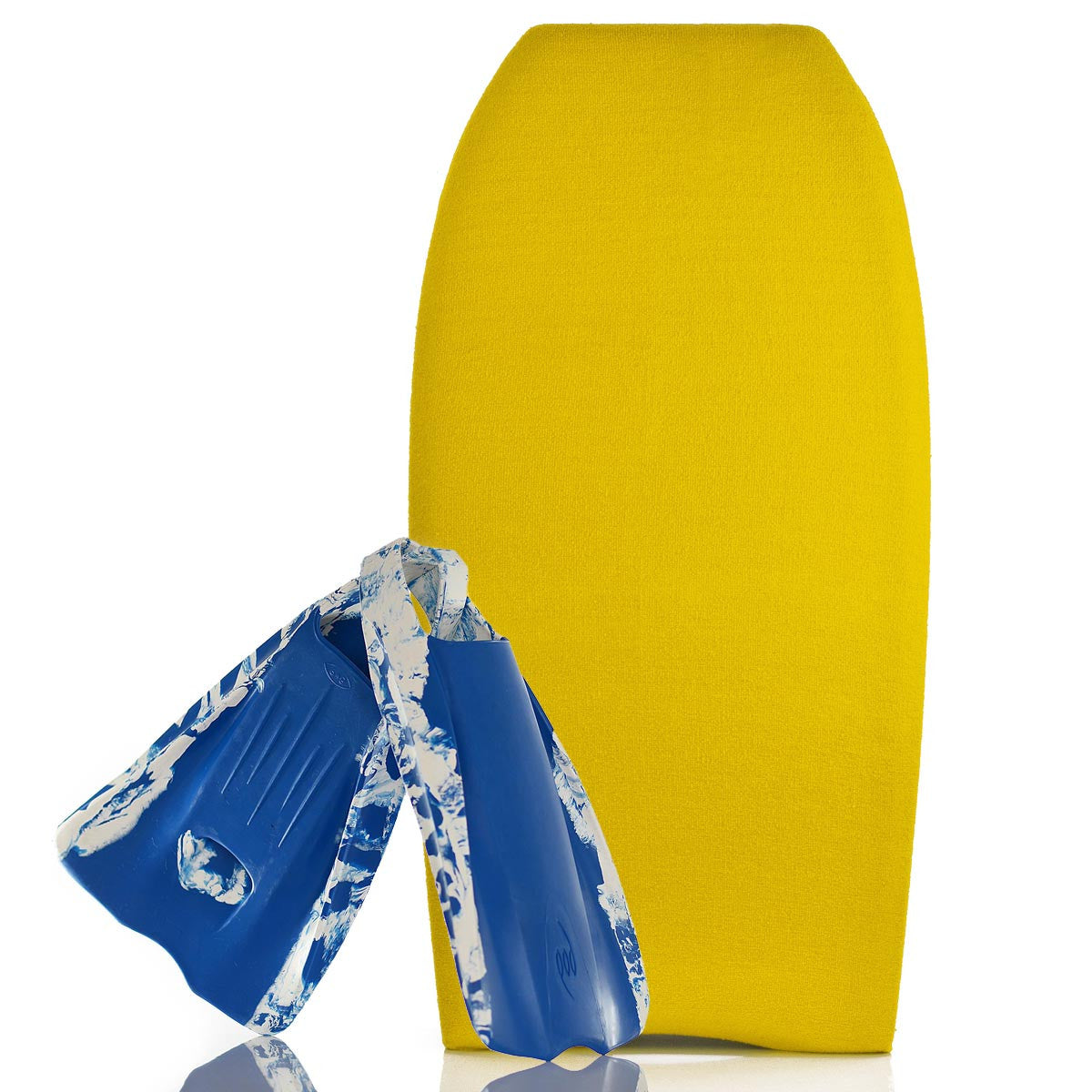 Bodyboard Stretch Cover Yellow and Bodyboard Swim Fins PF1