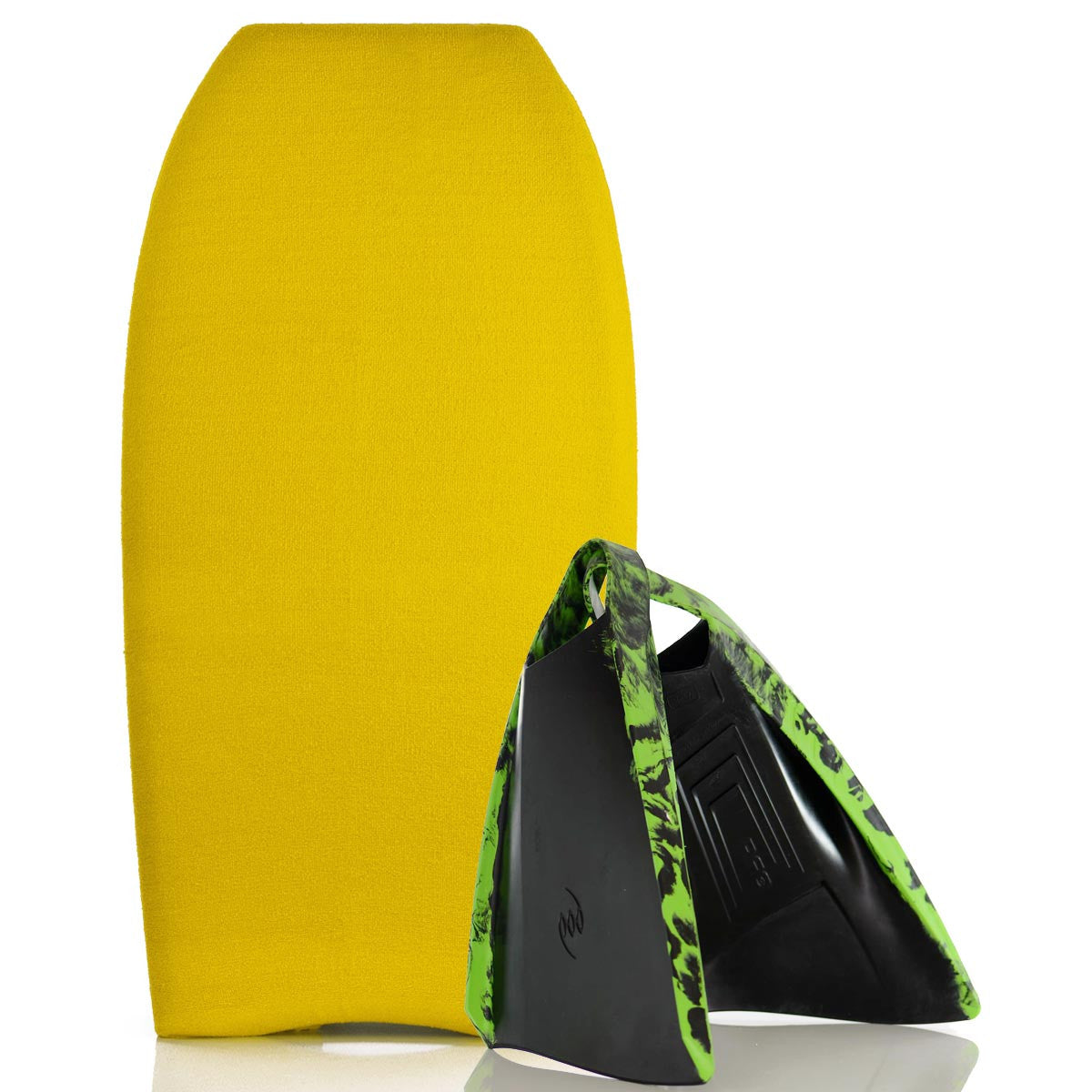 Bodyboard Stretch Cover Yellow and Bodyboard Swim Fins PF3