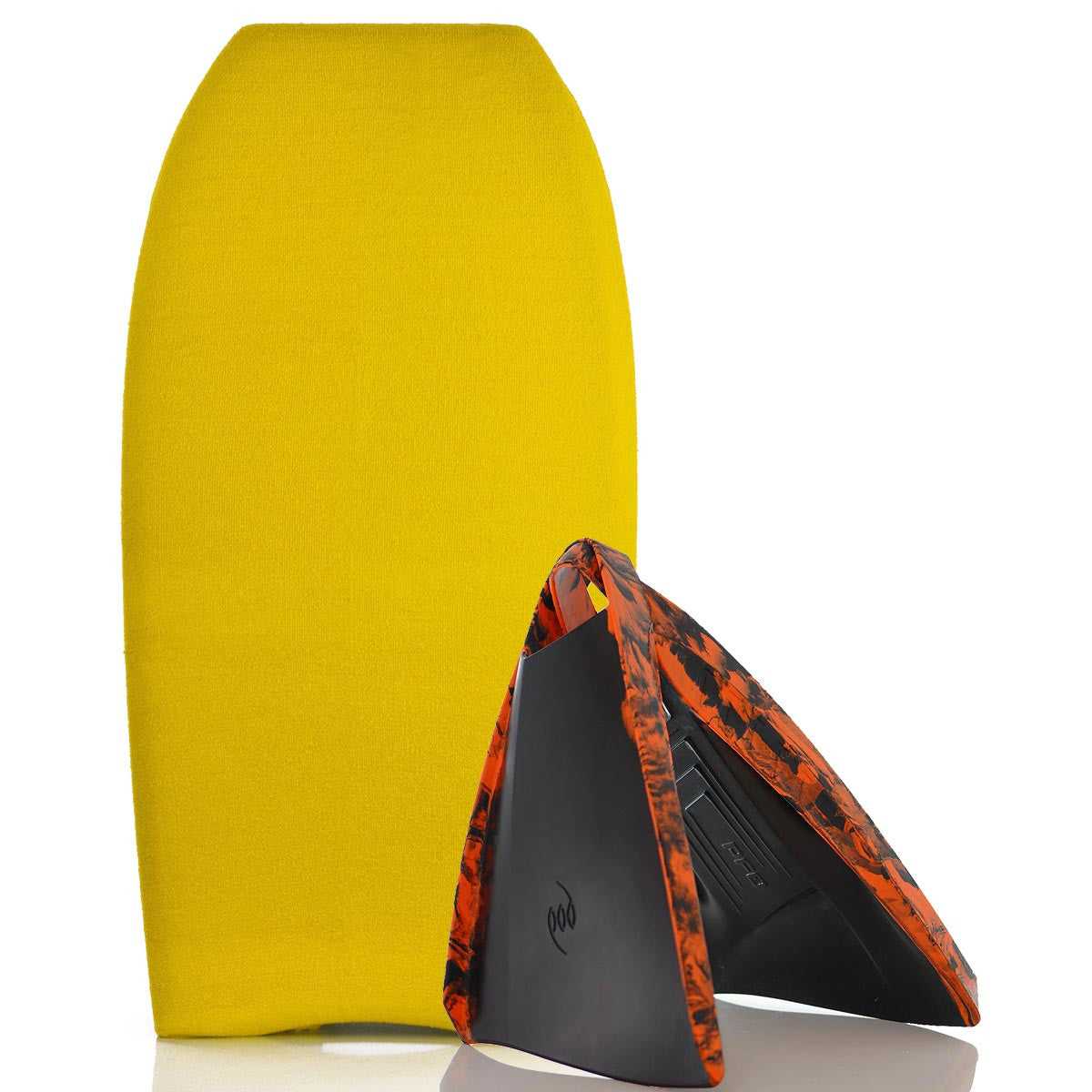 Bodyboard Stretch Cover Yellow and Bodyboard Swim Fins PF3 Black/Orange