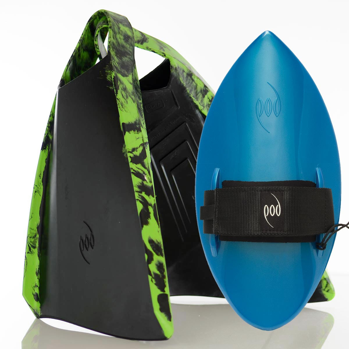 Black/Blue Handboard Black/Lime POD Fins PF3