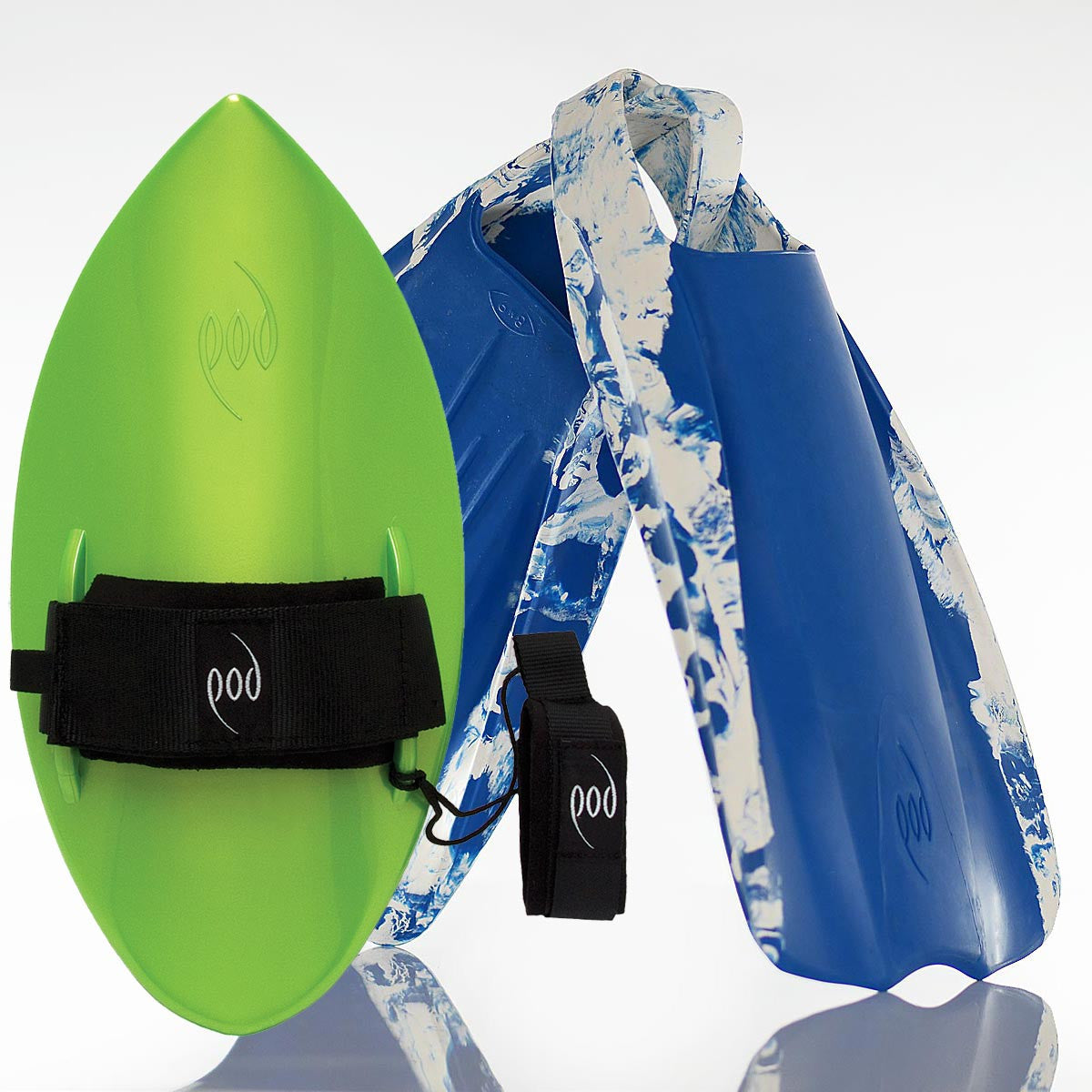 Lime Handboard Blue/White POD Fins PF1