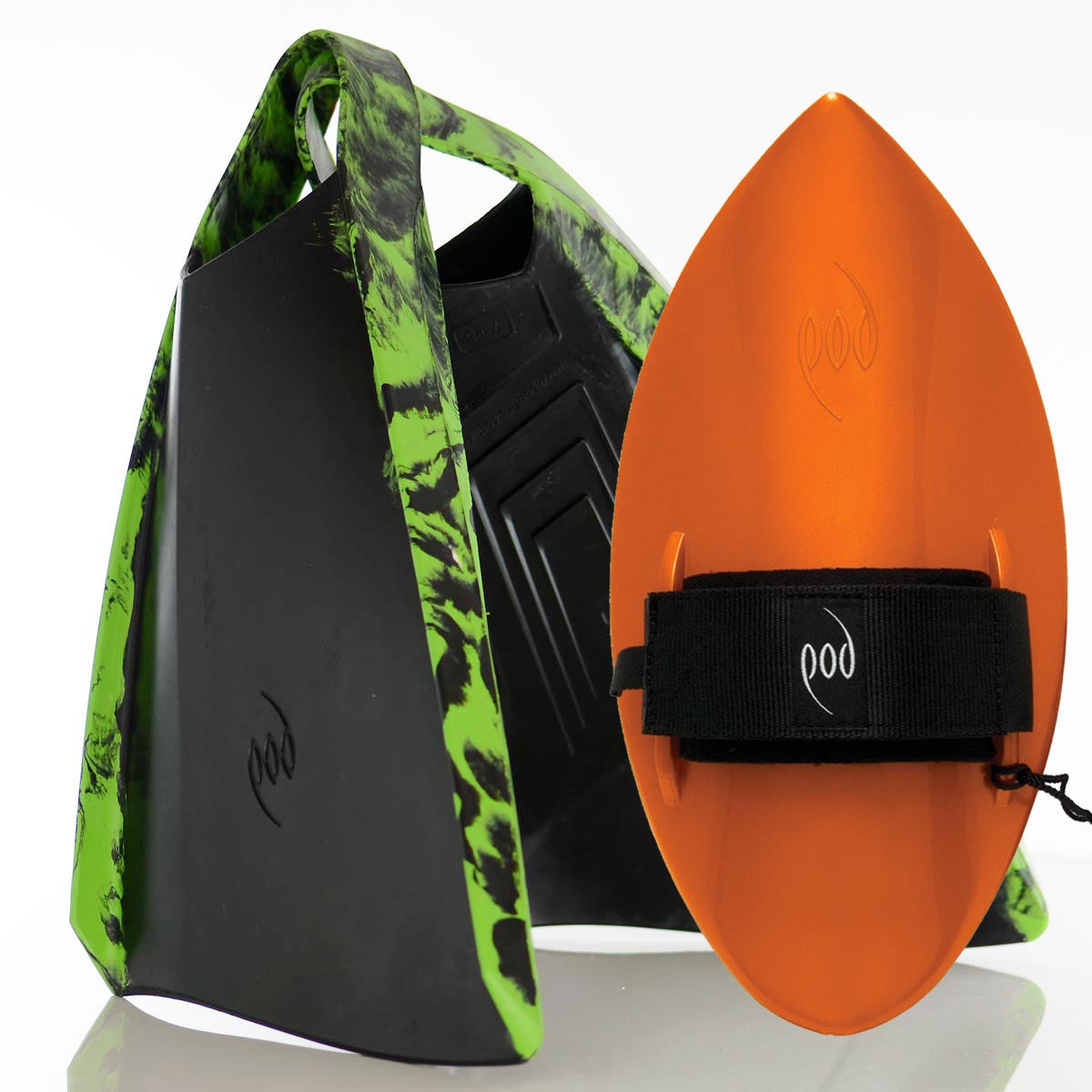 Orange Handboard Black/Lime POD Fins PF3