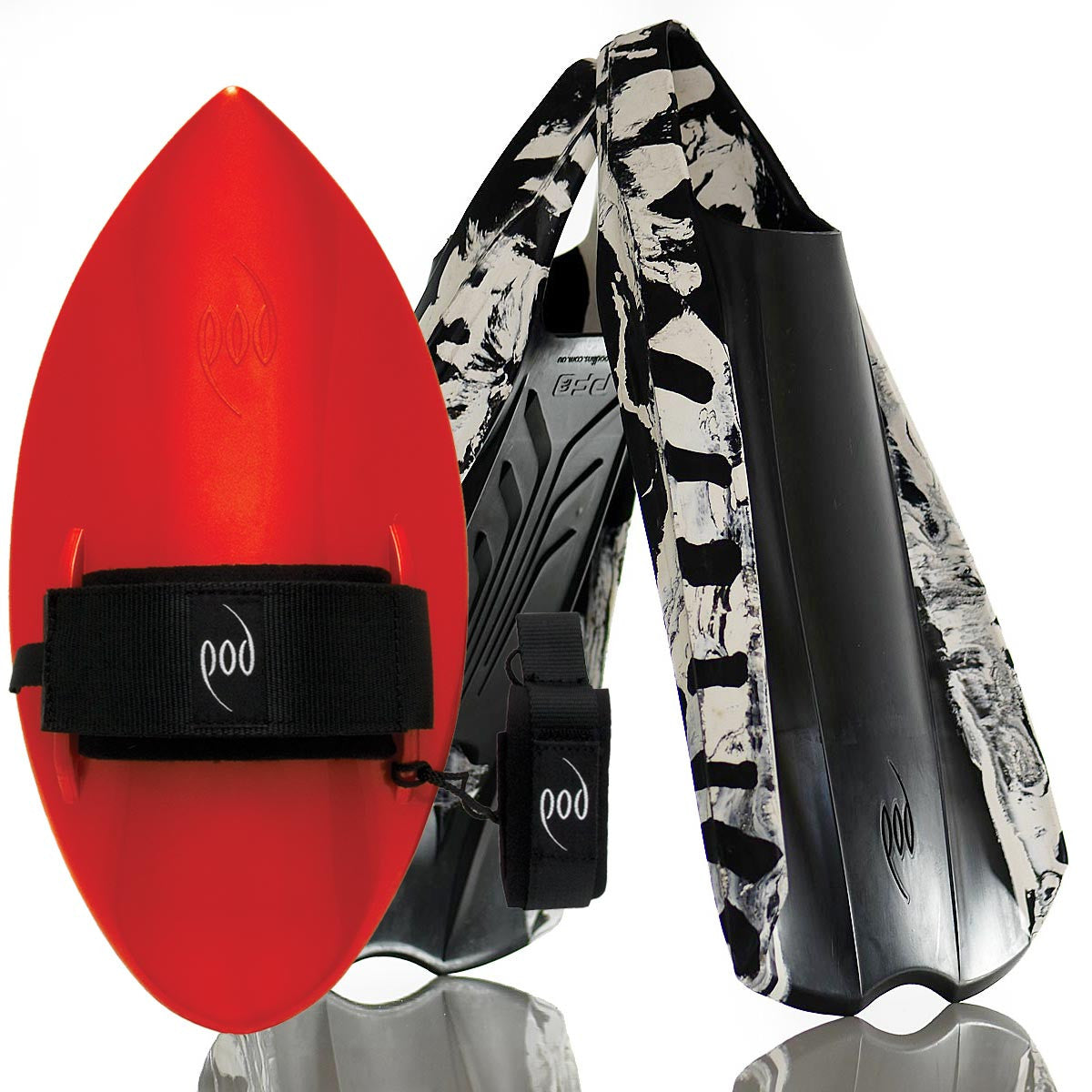 Red Handboard Black/White PF2 POD Swim Fins