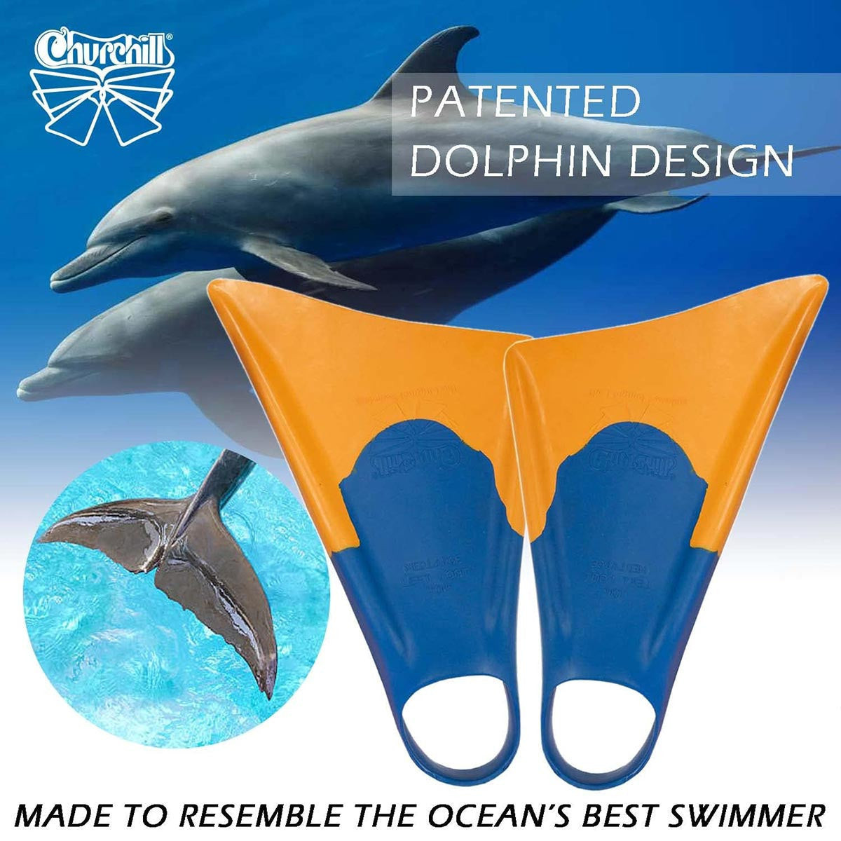 Churchill Makapuu Swim Fins Classic Blue/Yellow Bodyboarding