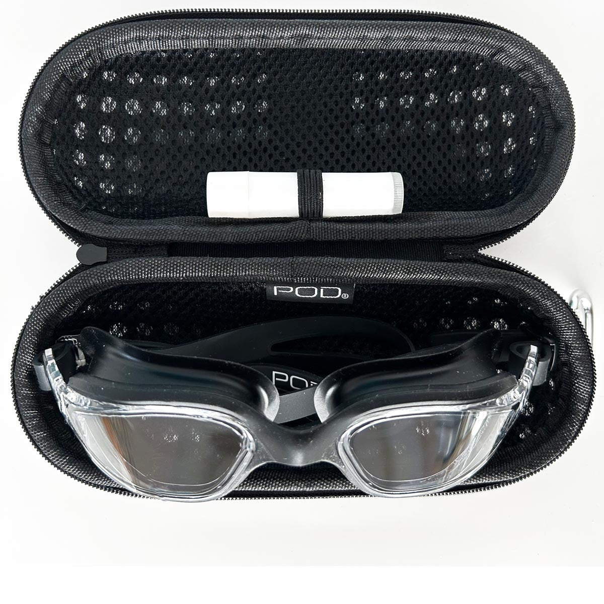Black AquaLuxe Clear Lens POD® Swim Goggles