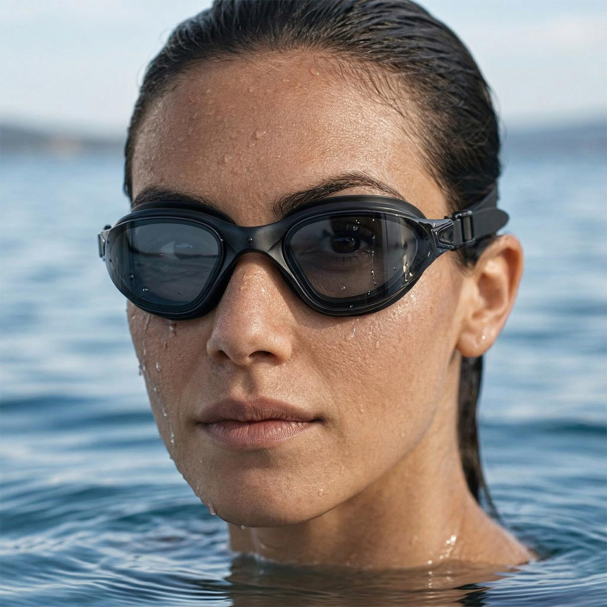 Black Tinted Lens Swim Goggles for Bright Conditions