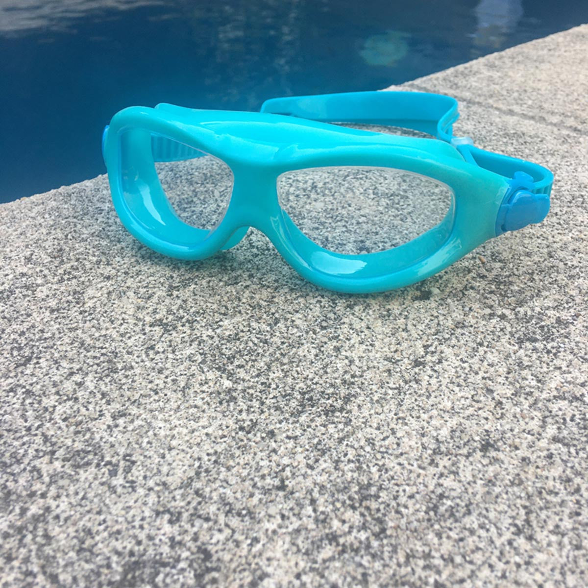 POD Vision Youth Swim Mask - Clear Lens Aqua Blue Frame
