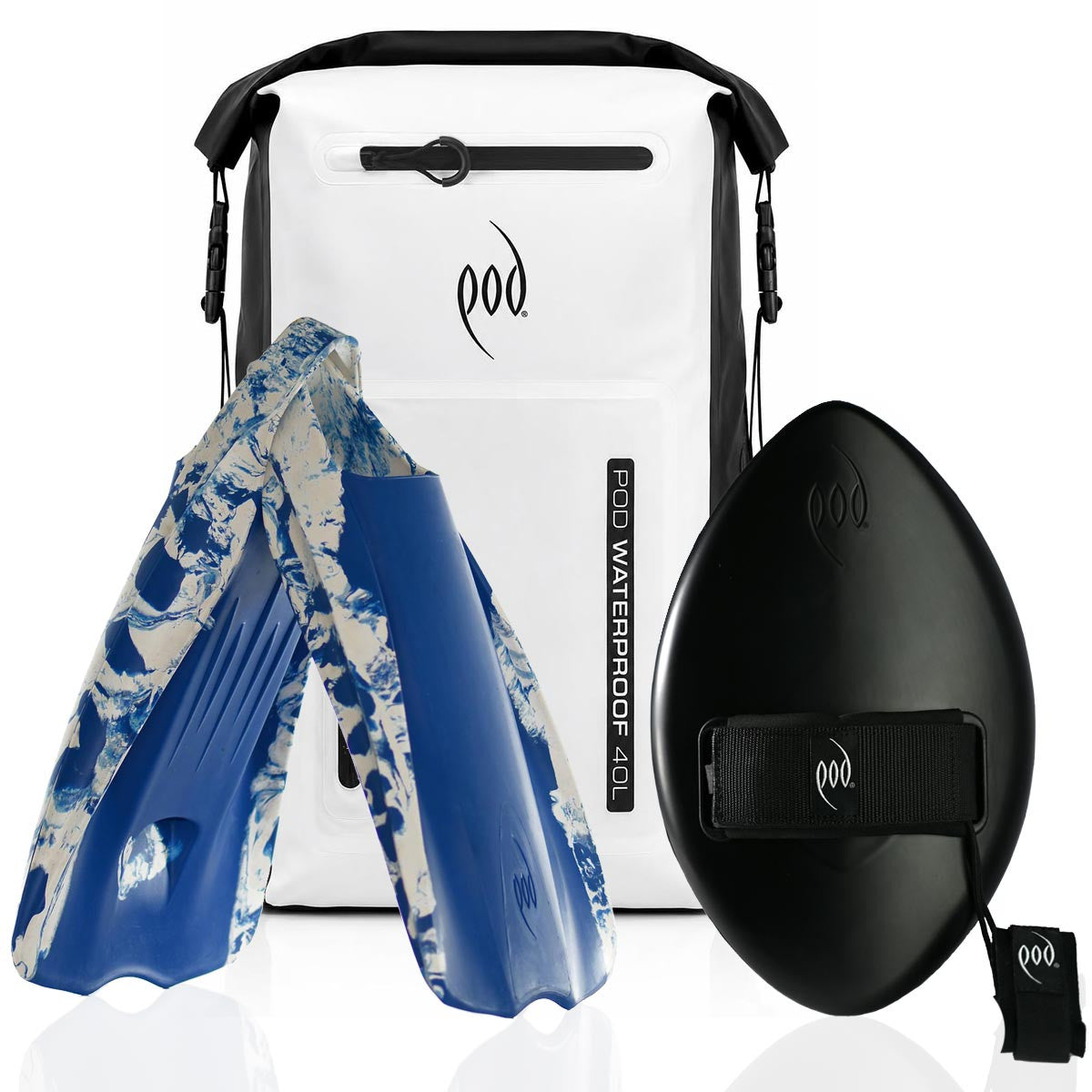 POD Waterproof Backpack 40L + WOW 13" Handboard + PF1 Fins