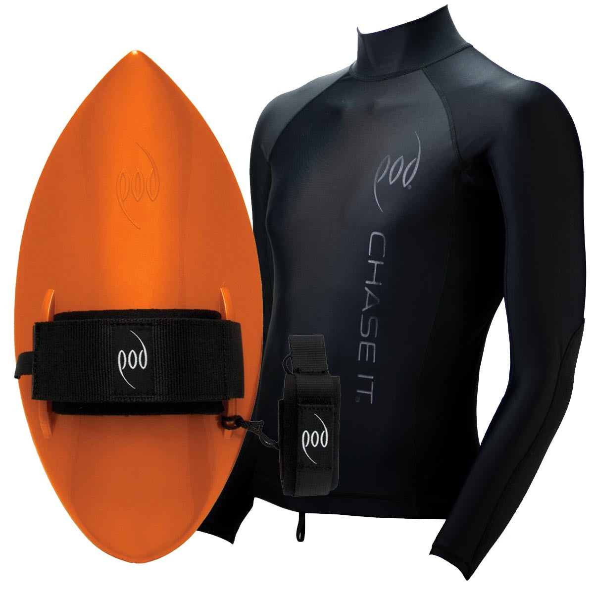 Orange POD Bodysurfing Handboards Rash Guard Long Sleeve
