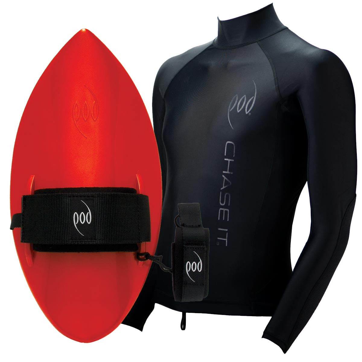 Red POD Bodysurfing Handboards Rash Vest Long Sleeve