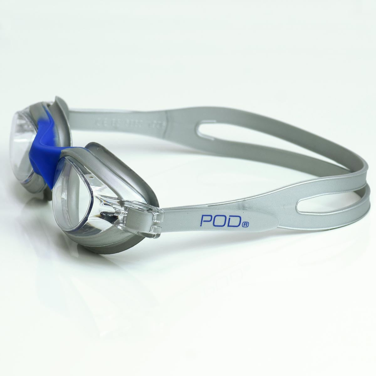 POD Swim Goggles Silver/Blue Clear Lens