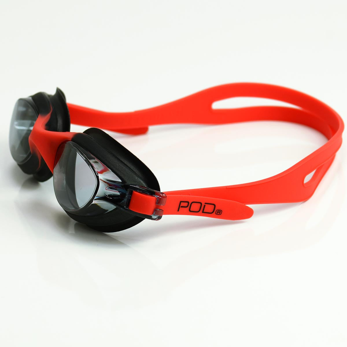 Black/Red POD Swim Goggles Black Tinted Lens