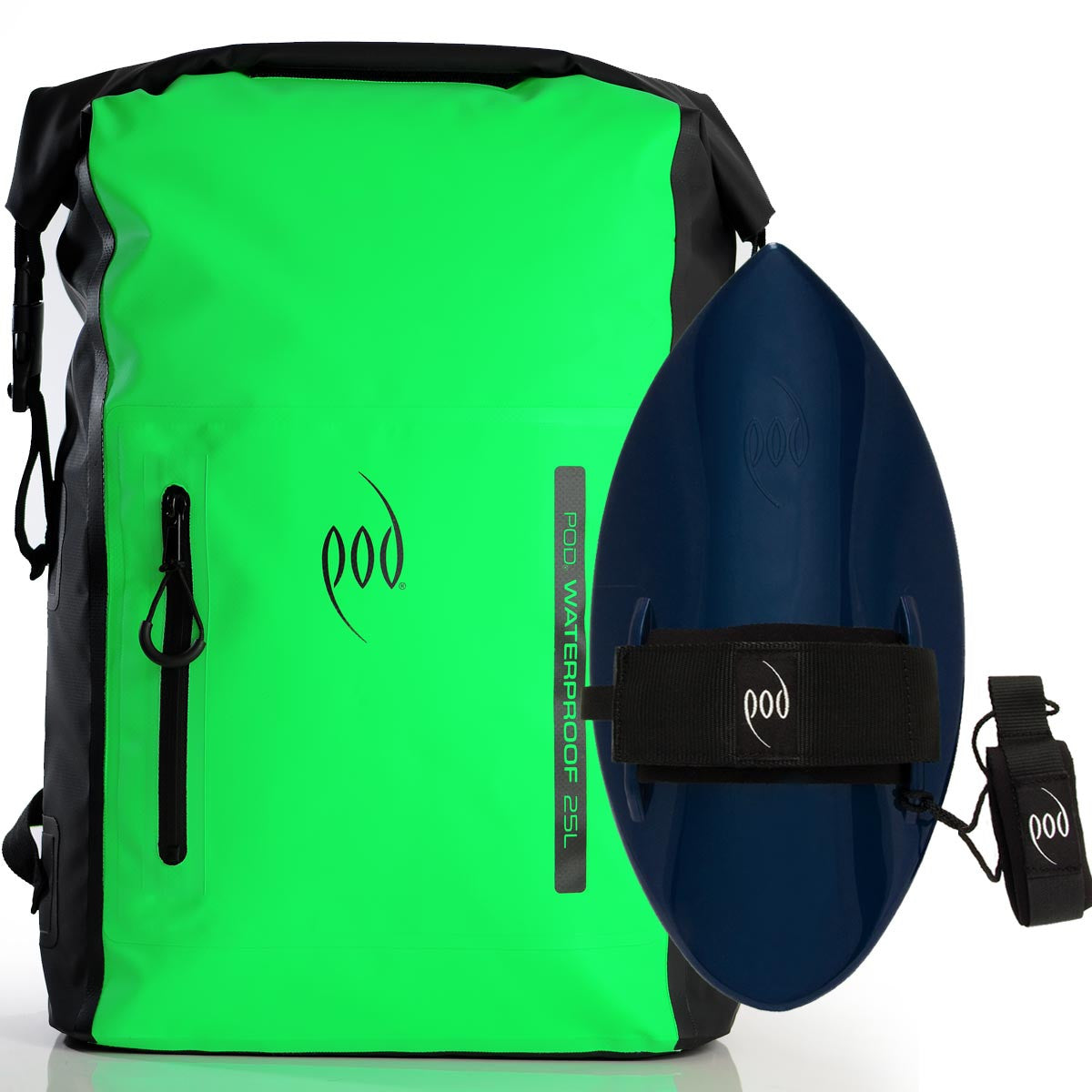 Waterproof Backpack Black Green Bodysurfing Handboard Black Blue