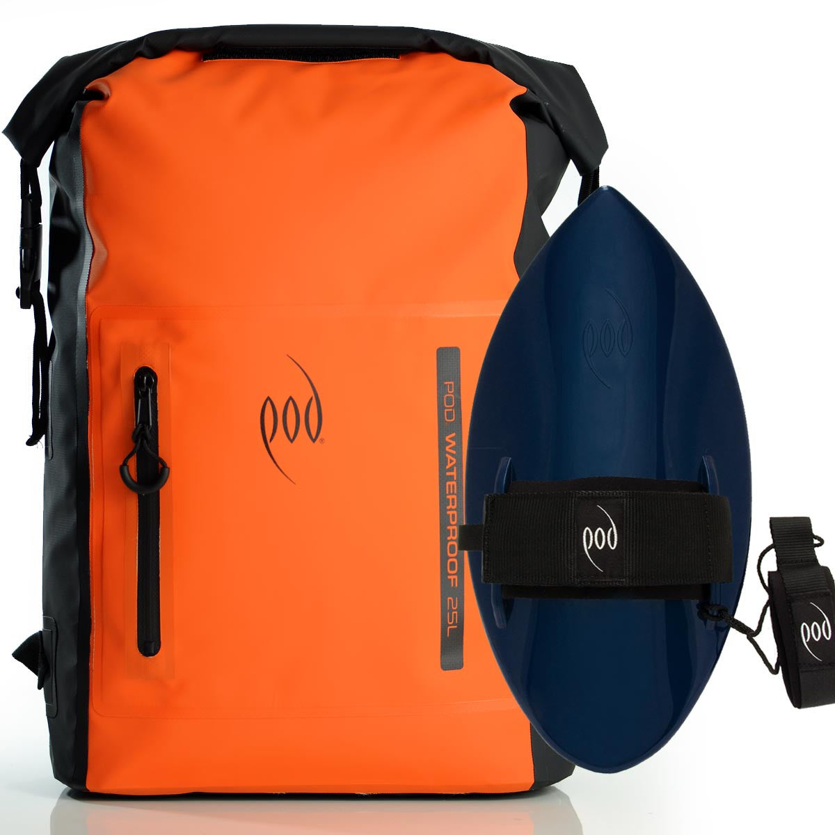 Waterproof Backpack Black Orange Bodysurfing Handboard Black Blue