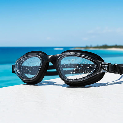 Black AquaLuxe Clear Lens POD® Swim Goggles