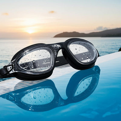 Black AquaLuxe Clear Lens Swim Goggles By POD®
