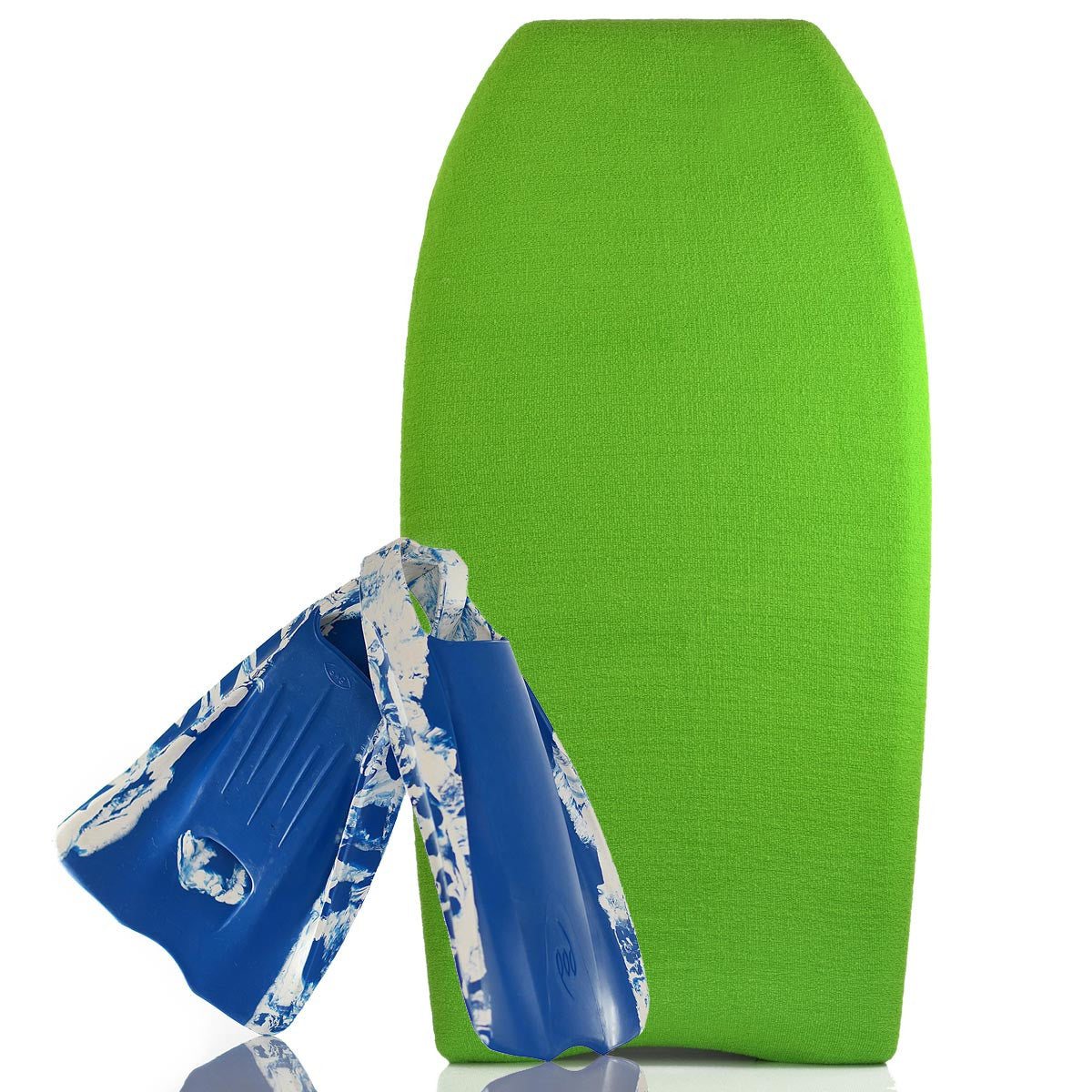 Bodyboard Stretch Cover Lime and Bodyboard Swim Fins PF1