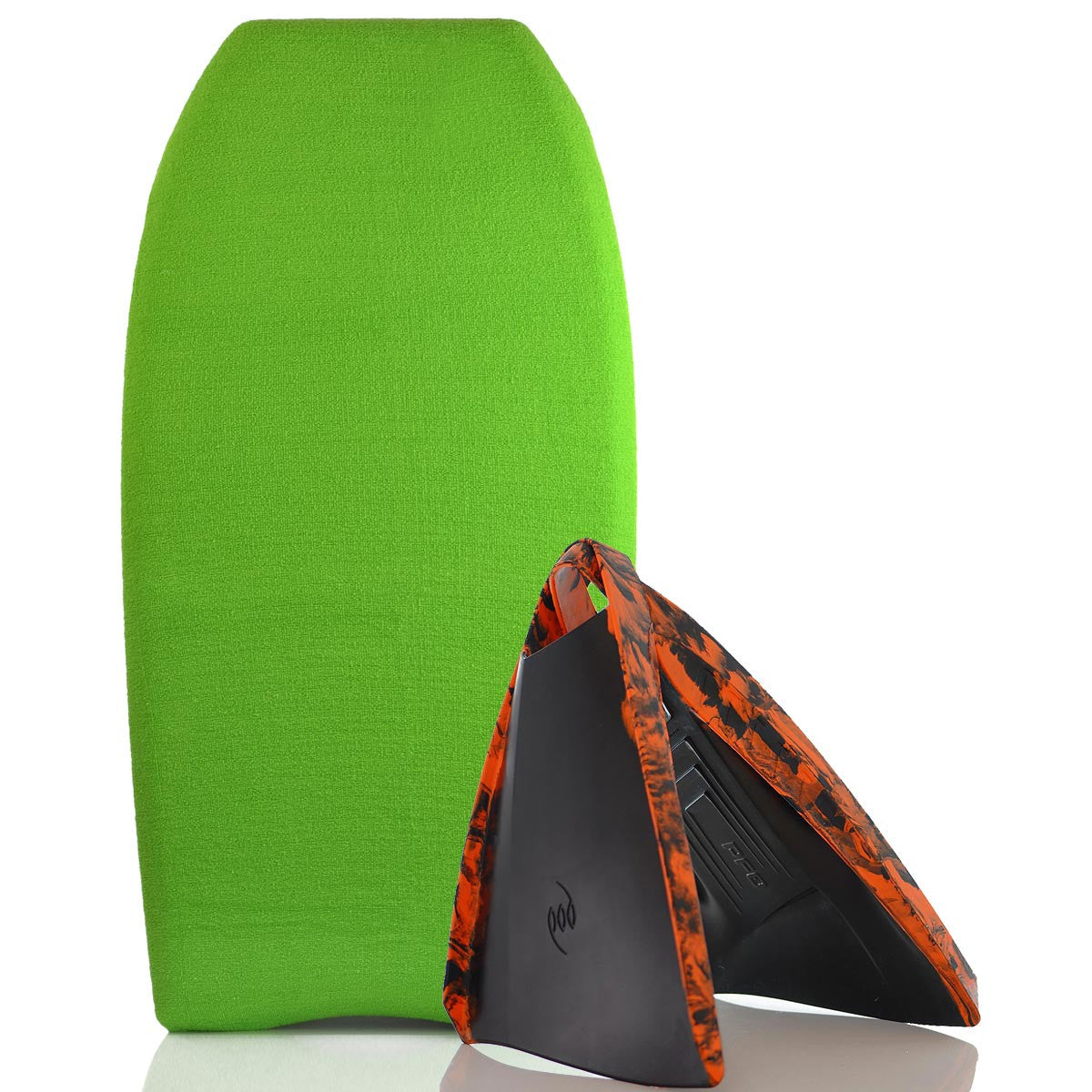 Bodyboard Stretch Cover Lime and Bodyboard Swim Fins PF3 Black/Orange