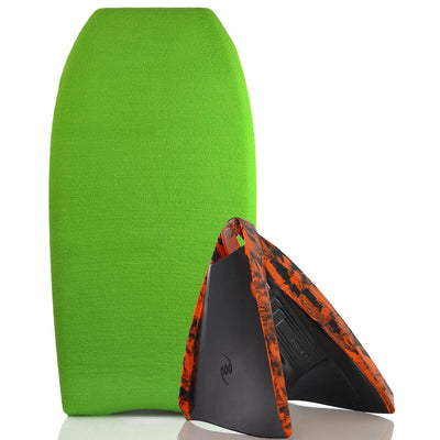 Bodyboard Stretch Cover Lime and Bodyboard Swim Fins PF3 Black/Orange