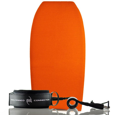 Bodyboard Stretch Cover Orange and Bodyboard Leash Bicep