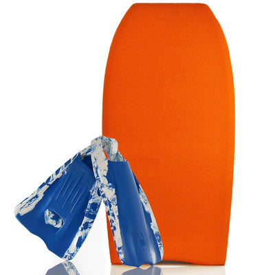 Bodyboard Stretch Cover Orange and Bodyboard Swim Fins PF1