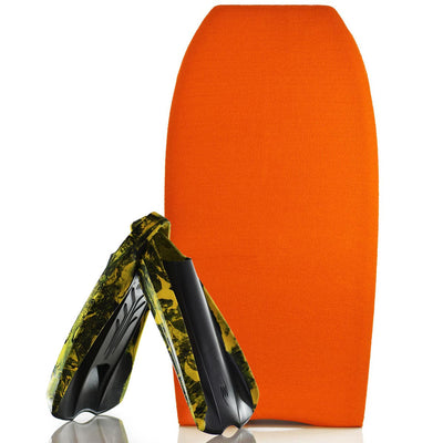 Bodyboard Stretch Cover Orange and Bodyboard Swim Fins PF2