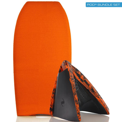 Bodyboard Stretch Cover Orange and Bodyboard Swim Fins PF3