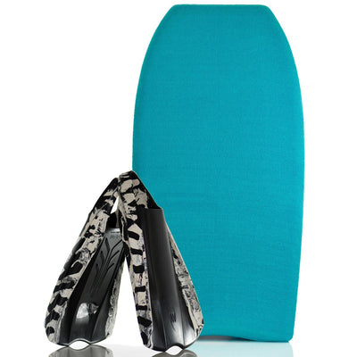 Bodyboard Stretch Cover Blue and Bodyboard Swim Fins PF2 Black/White