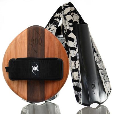 EGO Cedar/Walnut POD Handboard PF2 Swim Fins Black/White