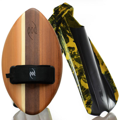 FLO Cedar/Walnut POD Handboard PF2 Swim Fins Black/Yellow