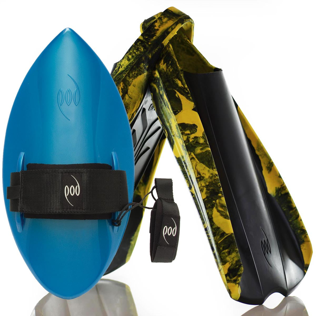 Aqua Blue Handboard Black/Yellow PF2 POD Swim Fins