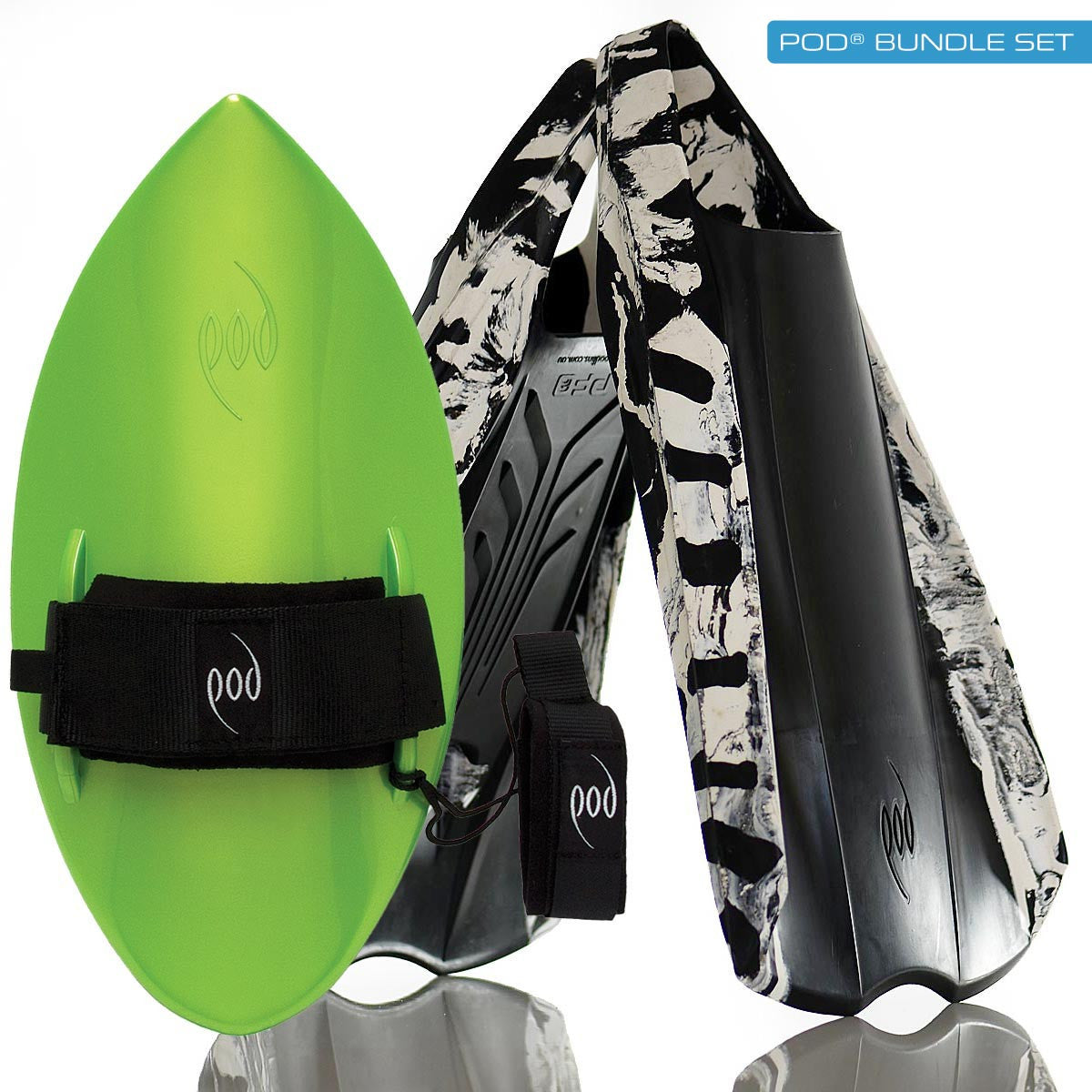 Lime Handboard Black/White PF2 POD Swim Fins