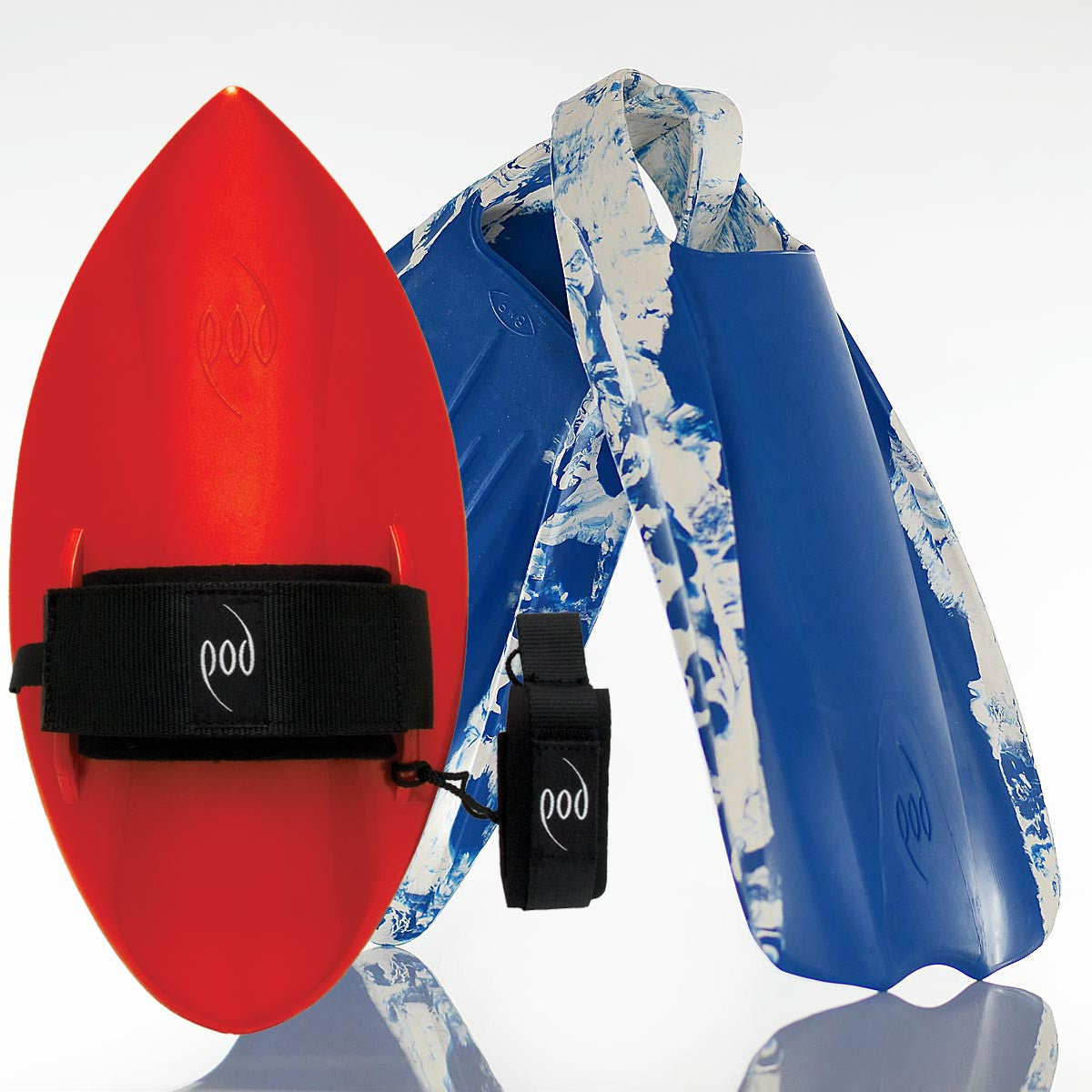 Red Handboard Blue/White POD Fins PF1