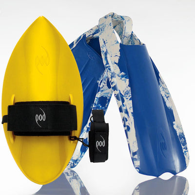 Yellow Handboard Blue/White POD Fins PF1