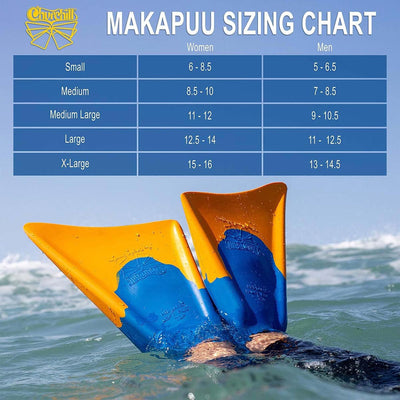 Churchill Makapuu Swim Fins Classic Blue/Yellow Bodyboarding