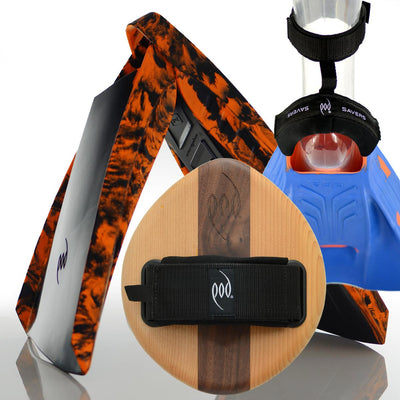 EGO Cedar/Walnut POD Handboard PF3 Swim Fins Black/Orange Heel Protectors Fin Savers