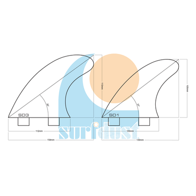 SURFDUST Surfboard Fins SD3 & SD1 Tri Set - FCS Compatible