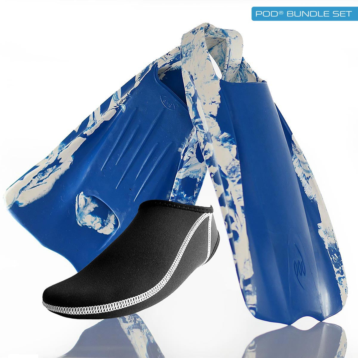 PF1 Blue/White POD Swim Fins Neoprene Socks