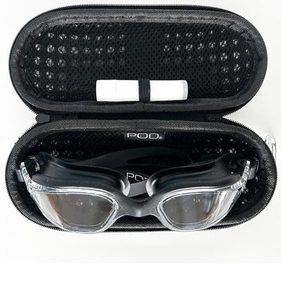 Black AquaLuxe Clear Lens POD® Swim Goggles