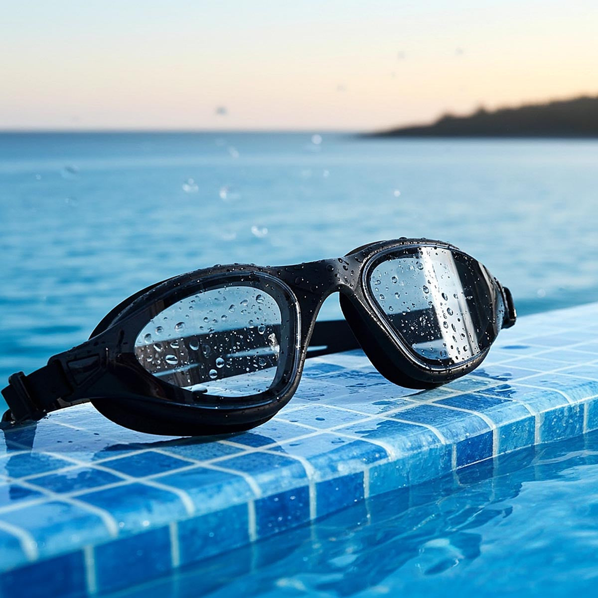 AquaLuxe Black Tinted Lens Swim Goggles by POD®
