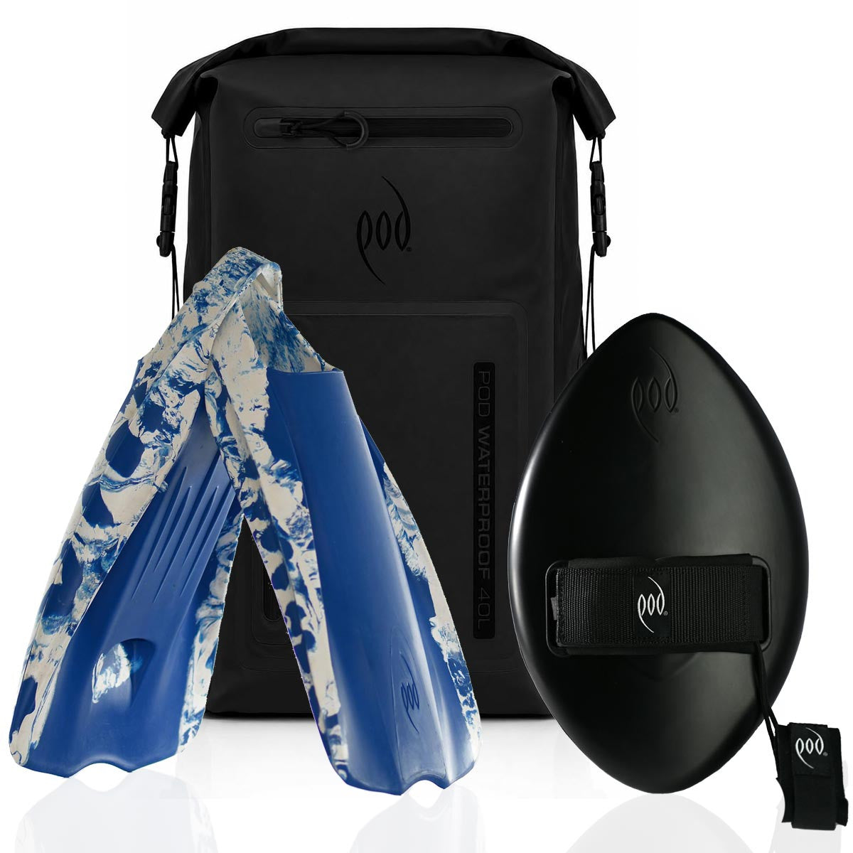 POD Waterproof Backpack 40L + WOW 13" Handboard + PF1 Fins