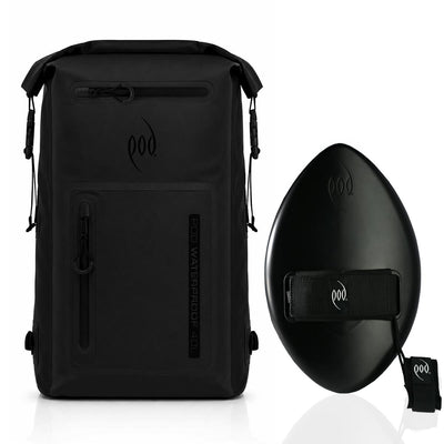 POD Black/Black Waterproof Backpack 40L + Stealth Black WOW 13" Handboard