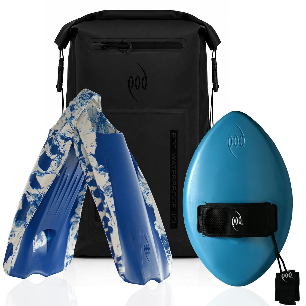POD Waterproof Backpack 40L + WOW 13" Handboard + PF1 Fins