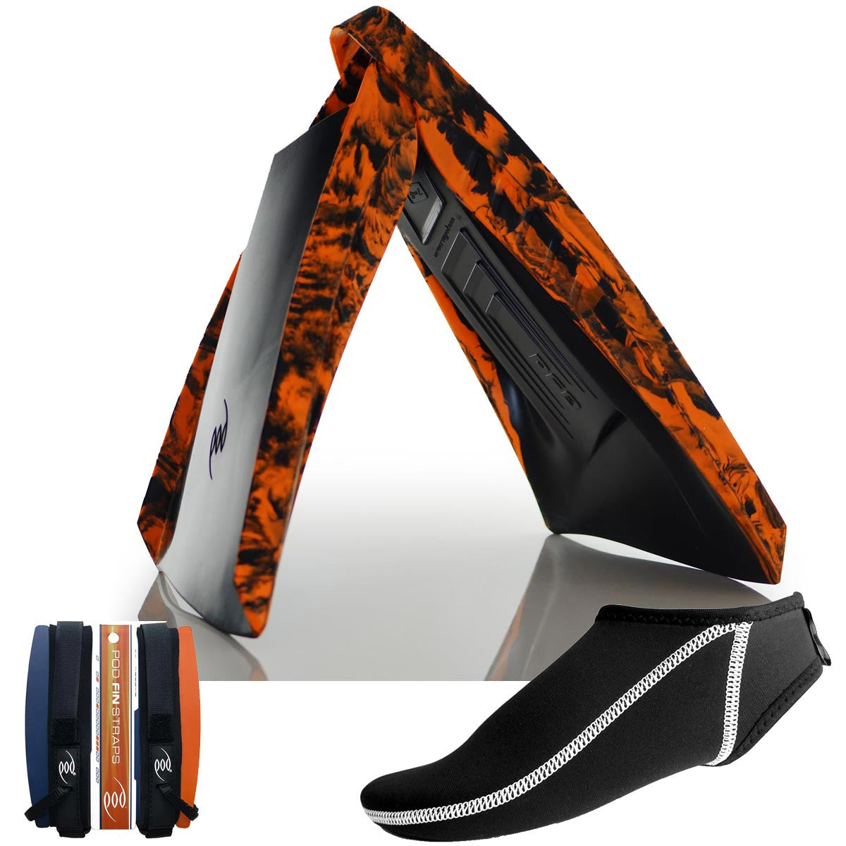 POD Fins PF3 Evolution Black/Orange Neoprene Socks Fins Savers