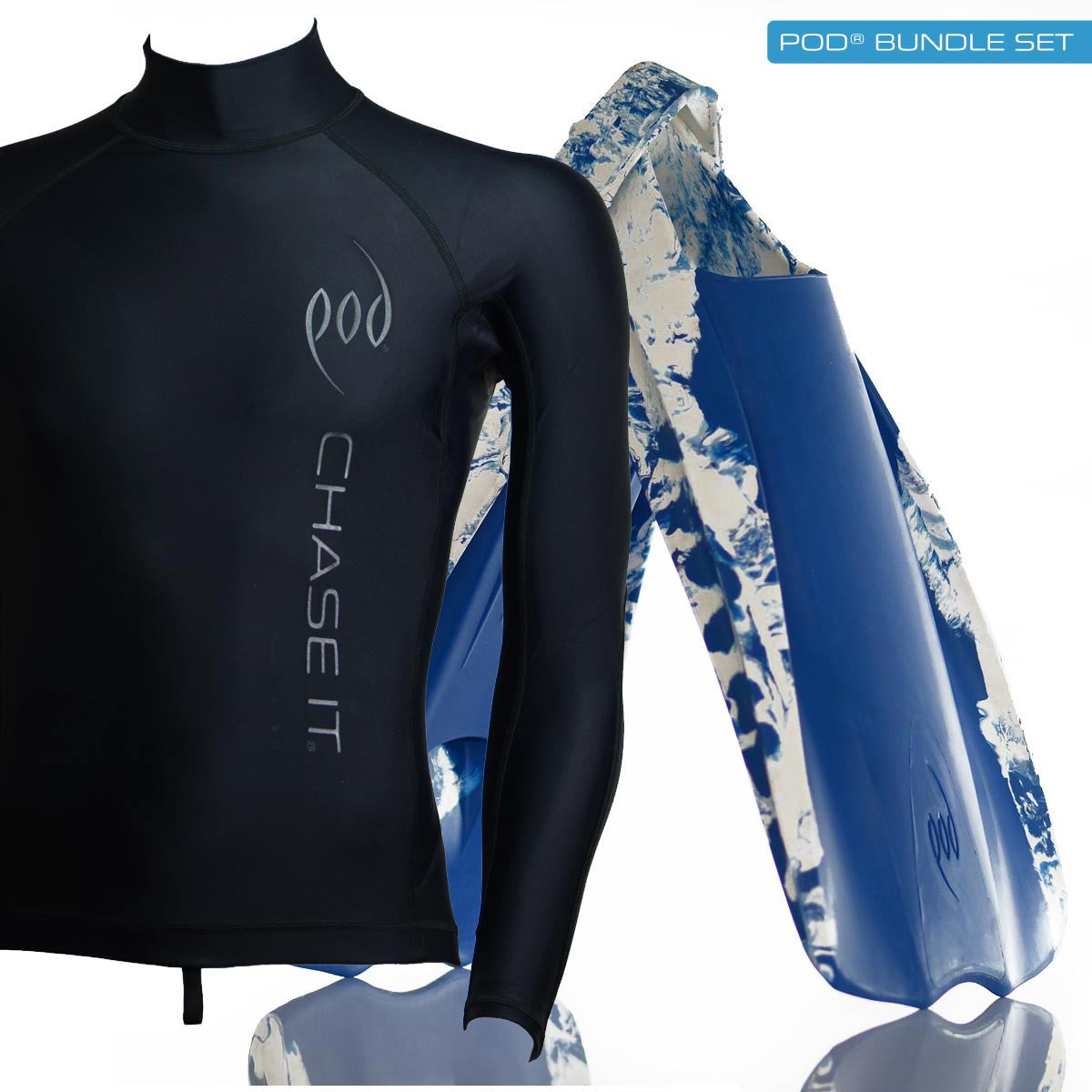 PF1 POD Swim Fins Blue/White Rash Shirt