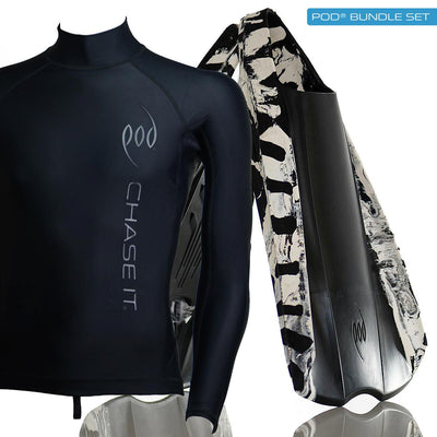 PF2 POD Swim Fins Black/White Long Sleeve Rash Guard